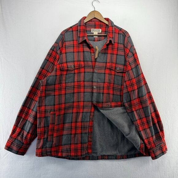 Duluth Trading Shacket Men's 2XL Red Flannel Shirt Jacket Flapjack Lined NEW - Picture 1 of 10